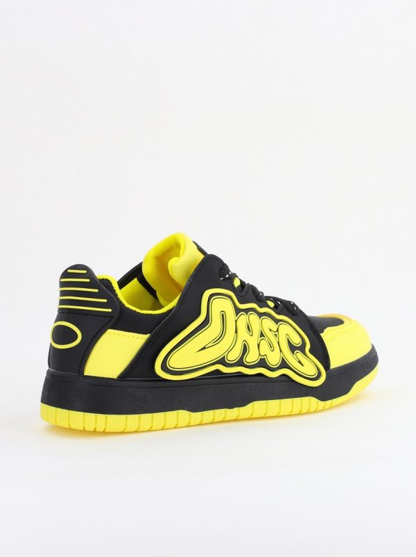Sneakers damă sport piele ecologică Negru cu Verde lemon (BS296EV2401651) 126