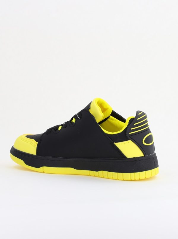 Sneakers damă sport piele ecologică Negru cu Verde lemon (BS296EV2401651) 127