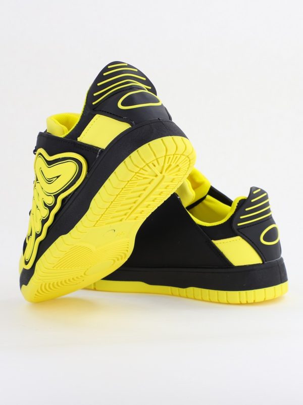 Sneakers damă sport piele ecologică Negru cu Verde lemon (BS296EV2401651) 120