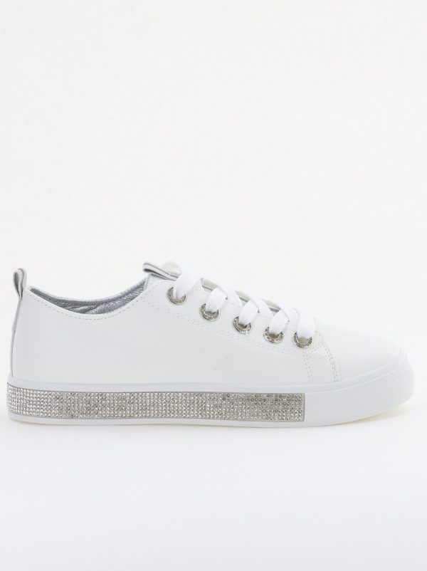 Teniși damă casual piele ecologică cu pietricele Alb/Argintiu(BS120BO2401679) 120