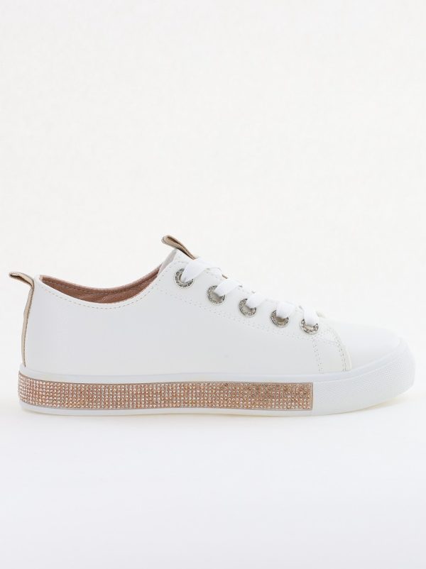 Teniși damă casual piele ecologică cu pietricele Alb/Champ(BS120BO2401678) 124