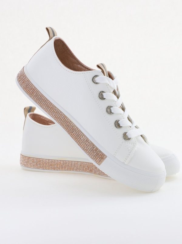 Teniși damă casual piele ecologică cu pietricele Alb/Champ(BS120BO2401678) 122