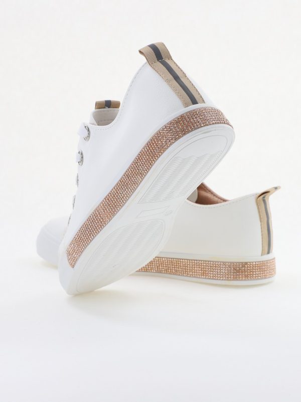 Teniși damă casual piele ecologică cu pietricele Alb/Champ(BS120BO2401678) 120