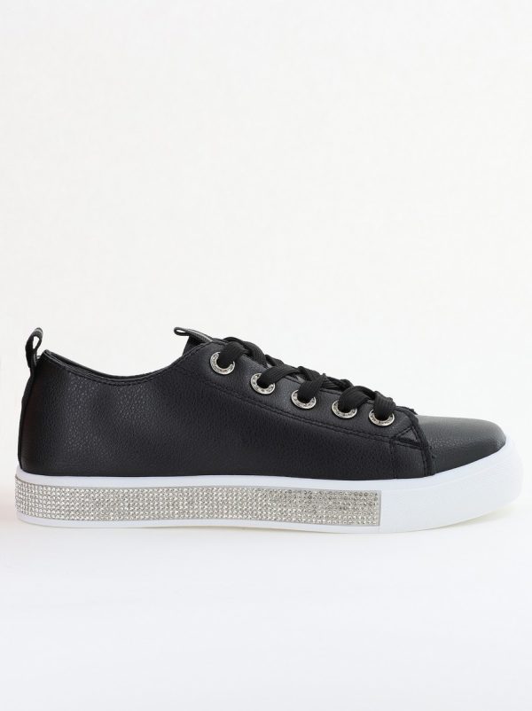 Teniși damă casual piele ecologică cu pietricele Negru(BS120BO2401680) 120