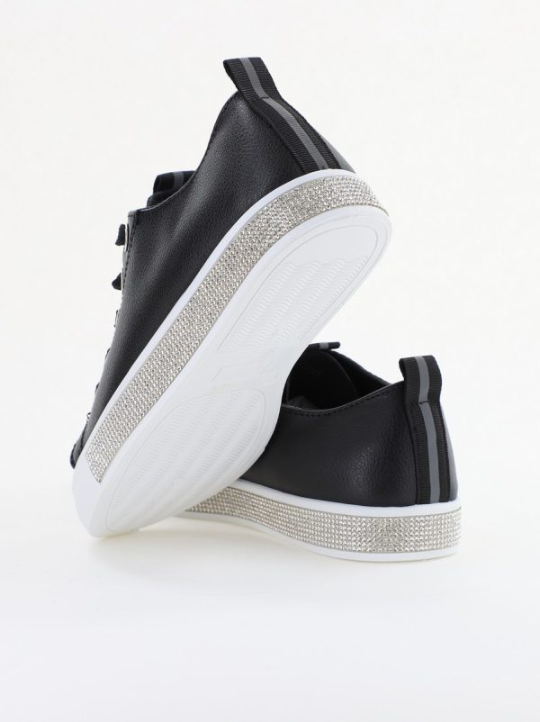 Teniși damă casual piele ecologică cu pietricele Negru(BS120BO2401680) 124