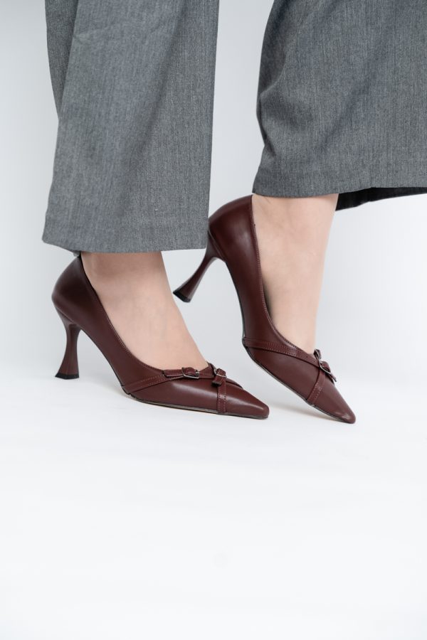 Pantofi Damă Stiletto Bordo Mat din Piele Ecologică BS0200AY2411178 121