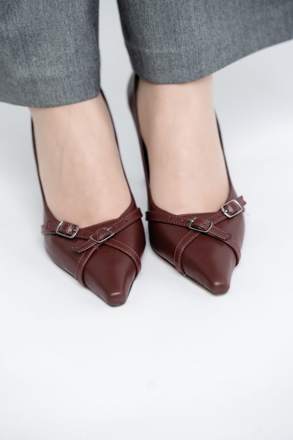 Pantofi Damă Stiletto Bordo Mat din Piele Ecologică BS0200AY2411178 123