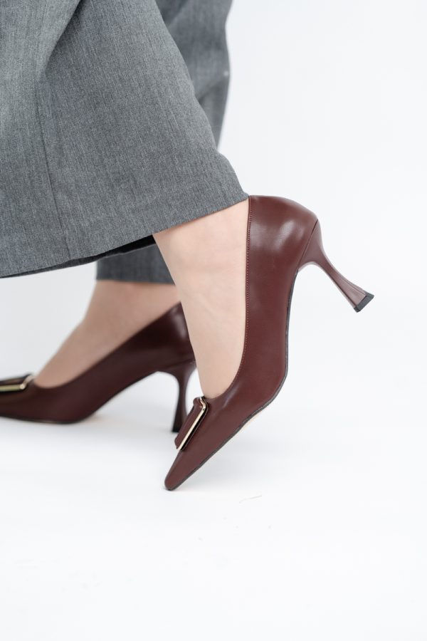 Pantofi Damă Stiletto Bordo Mat din Piele Ecologică (BS0202AY2411193) 121