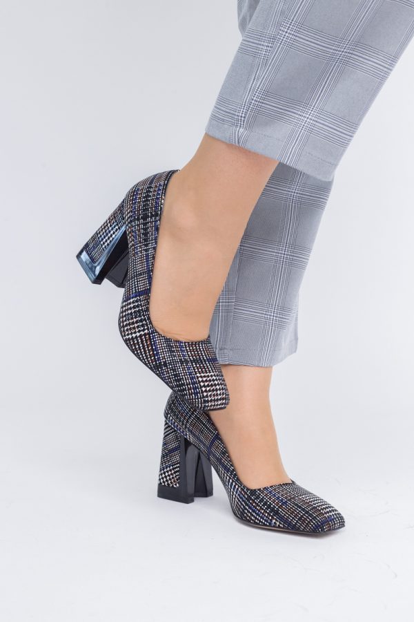 Pantofi Damă cu Toc Gros din Piele Ecologică texturată zebrat BS01-1AY2402753 119