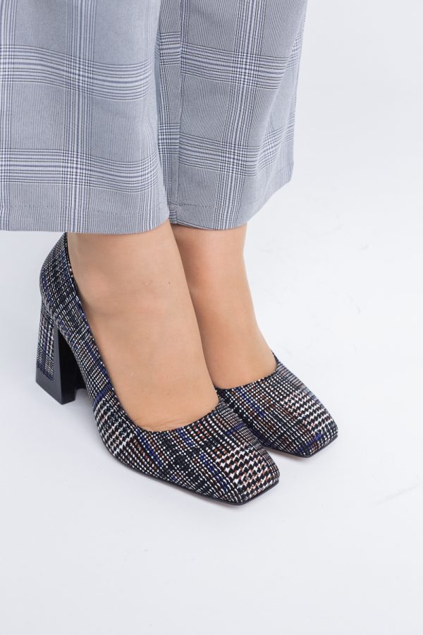Pantofi Damă cu Toc Gros din Piele Ecologică texturată zebrat BS01-1AY2402753 122
