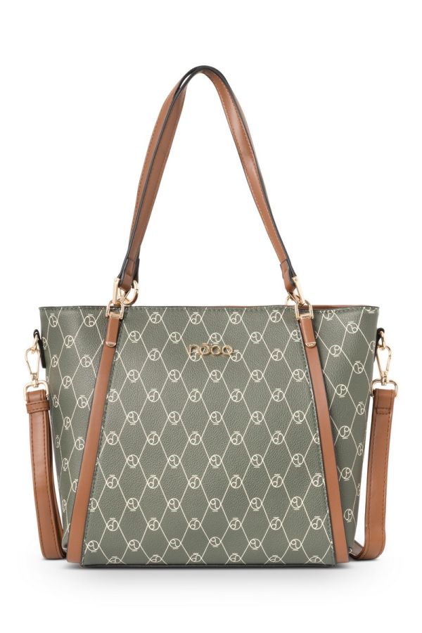 Geantă damă casual de mână din piele ecologică cu monogramă Verde Nobo NBAG-R0090-C008 120
