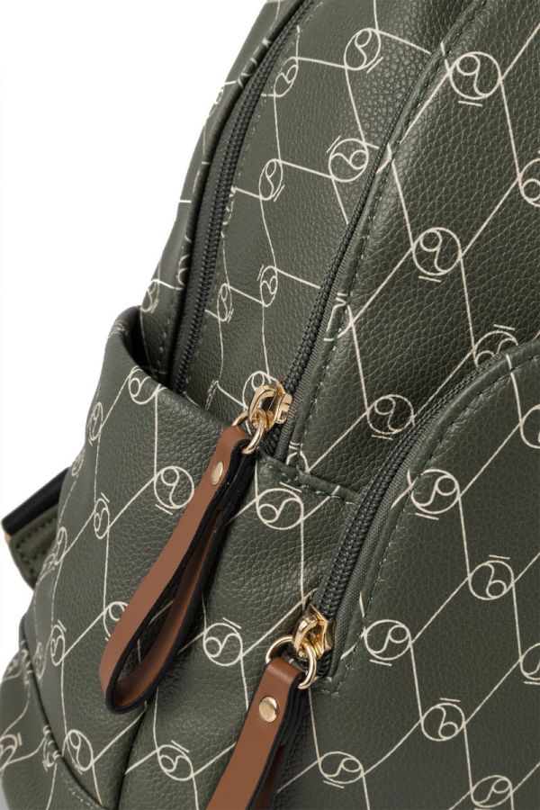 Rucsac damă casual de mână din piele ecologică cu monogramă Verde Nobo NBAG-R0100-C008 124