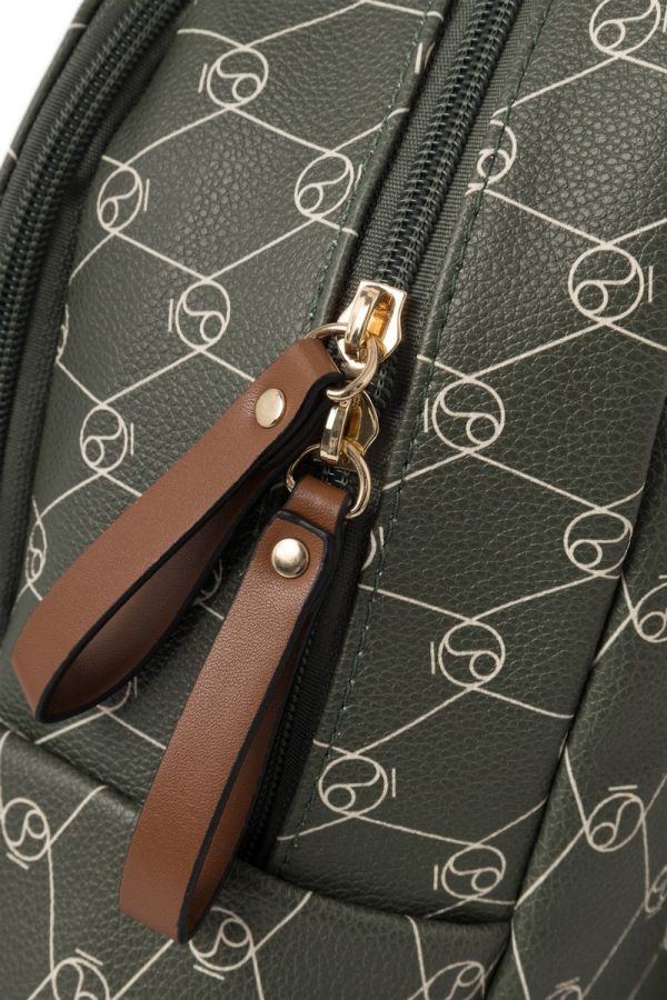 Rucsac damă casual de mână din piele ecologică cu monogramă Verde Nobo NBAG-R0100-C008 125