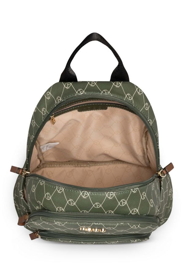 Rucsac damă casual de mână din piele ecologică cu monogramă Verde Nobo NBAG-R0100-C008 126