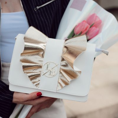 Poseta casual femei din piele ecologică Albă cu Auriu Laura Biaggi BS2343H2505906