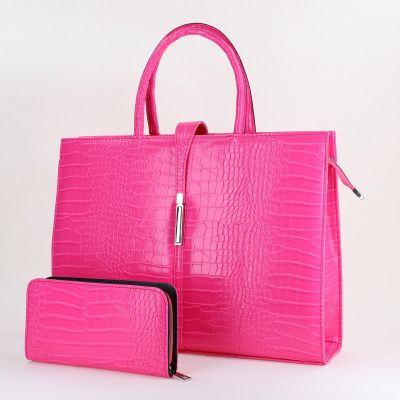 Set Geantă cu Portofel Office Piele Ecologică Texturat Roz fuchsia (BS753SET2402503)