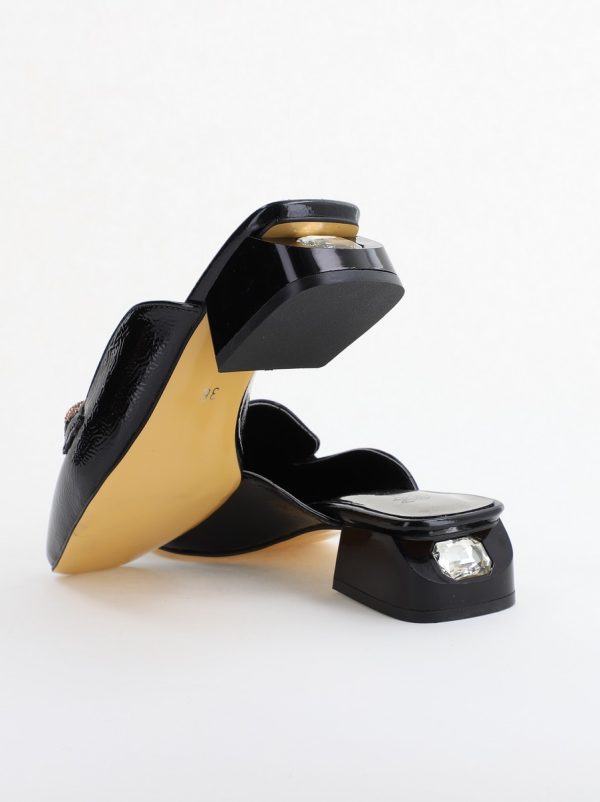 Saboți Damă Toc Jos banda impletita cu pietricele Piele Ecologică Negru BS416TR2403861 123