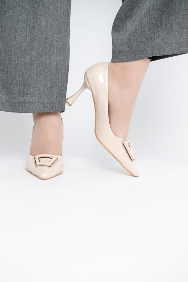 Pantofi Damă Stiletto Bej Lac din Piele Ecologică (BS0202AY2411203) 119