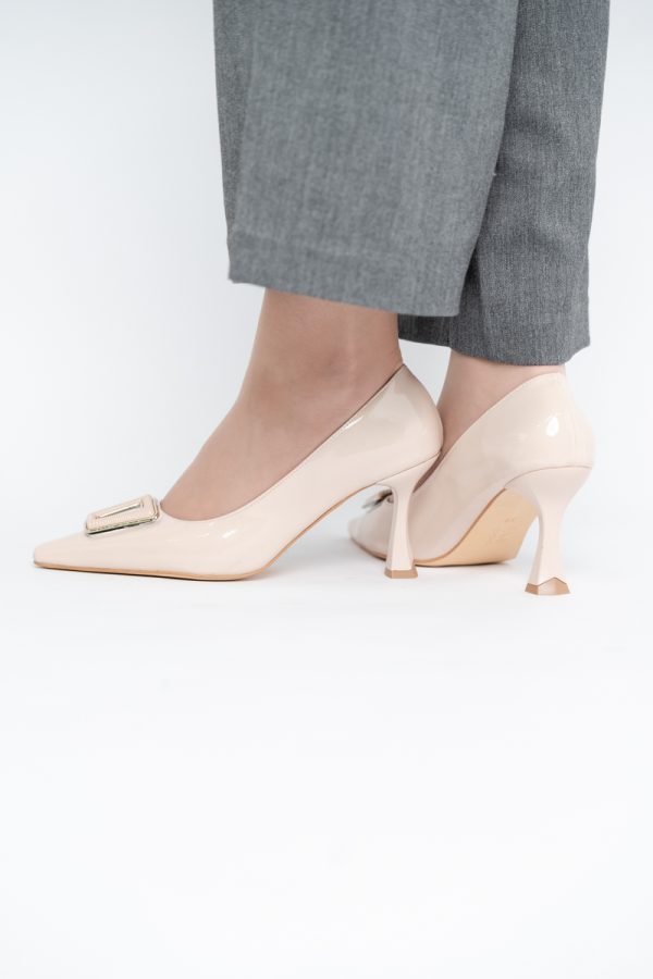 Pantofi Damă Stiletto Bej Lac din Piele Ecologică (BS0202AY2411203) 123