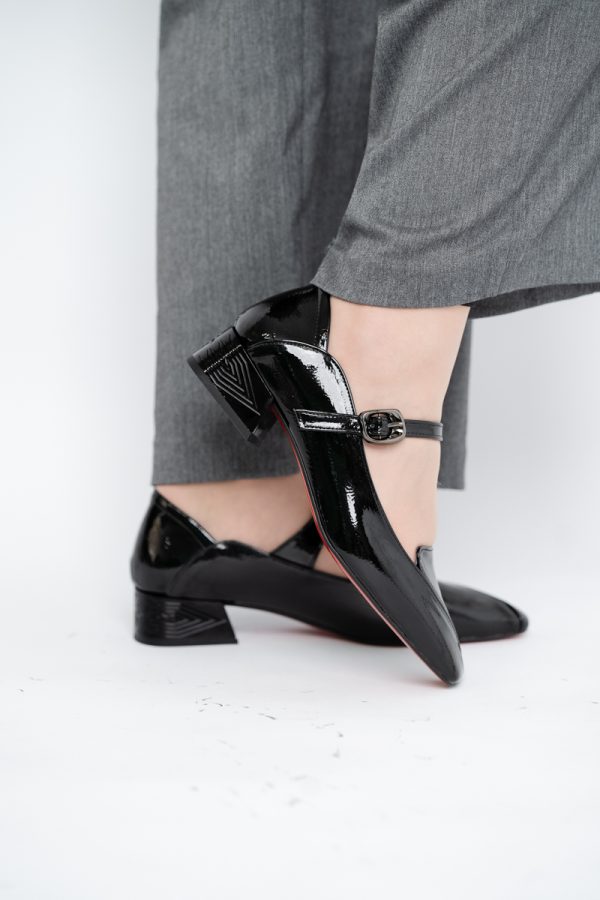 Pantofi Casual Damă cu Toc Jos din Piele Ecologică culoare Negru BS504D2410008 123