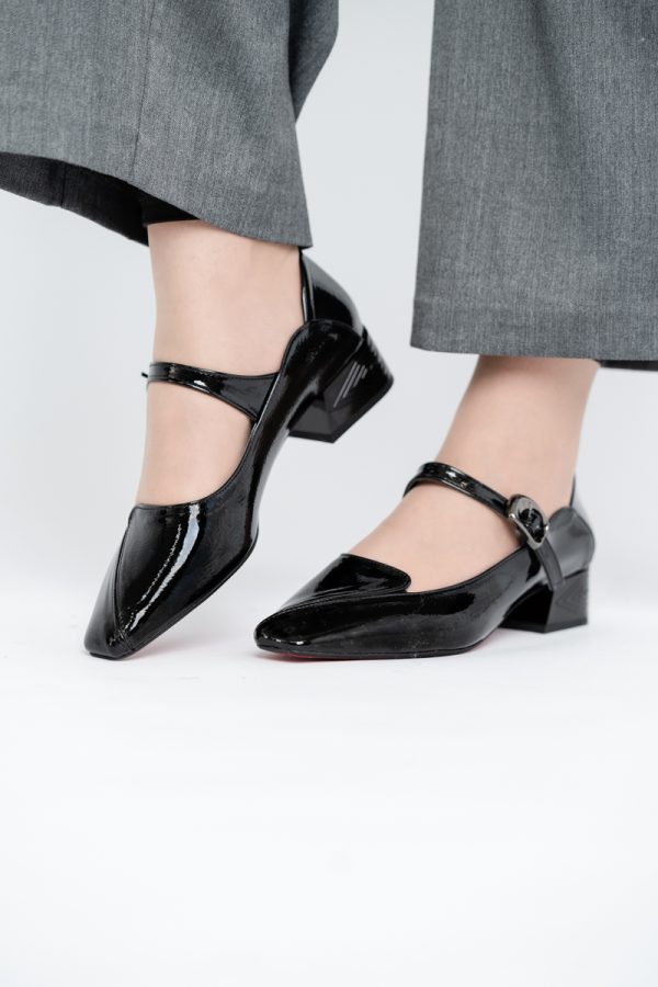 Pantofi Casual Damă cu Toc Jos din Piele Ecologică culoare Negru BS504D2410008 119