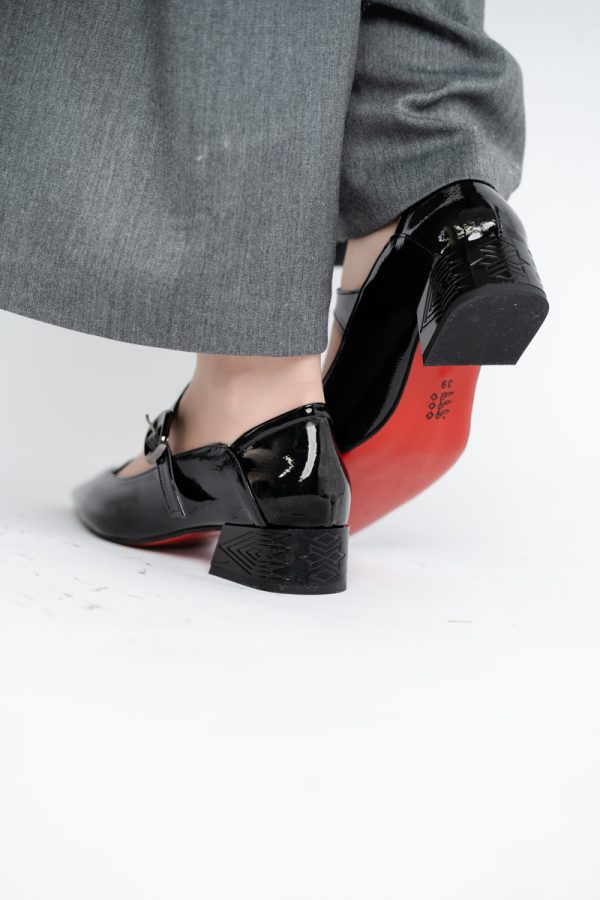 Pantofi Casual Damă cu Toc Jos din Piele Ecologică culoare Negru BS504D2410008 125