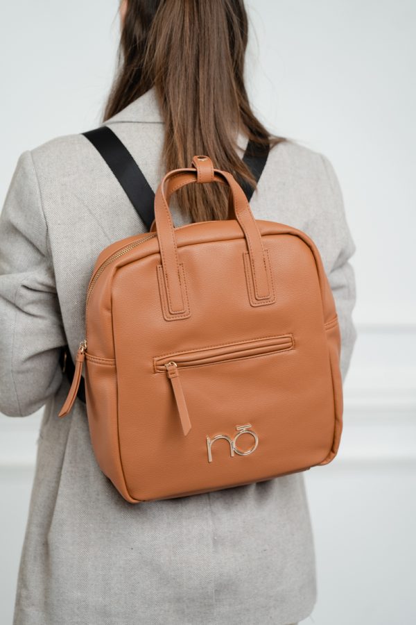 Rucsac casual NOBO cu un compartiment din piele ecologică Maro NBAG-R1170-C017 121