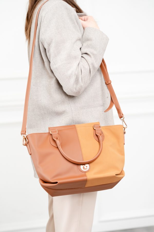 Geantă casual de femei de mână cu imitație de catifea caramel Nobo NBAG-R1070-C017 119