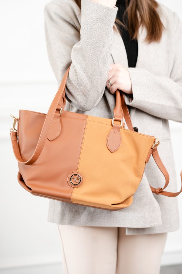 Geantă casual de femei de mână cu imitație de catifea caramel Nobo NBAG-R1070-C017 121
