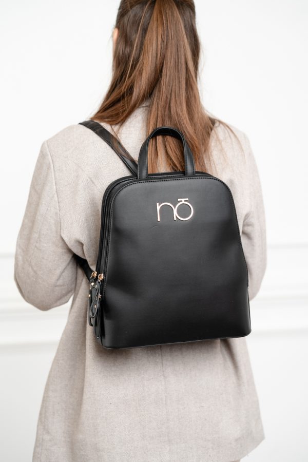 Rucsac elegant NOBO cu două compartimente, piele ecologică negru NBAG-R0180-C020 119