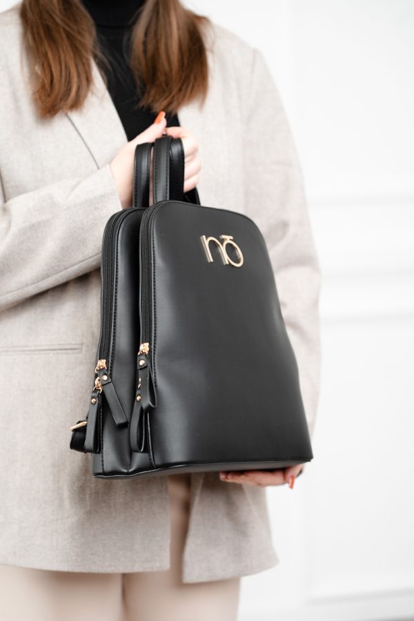 Rucsac elegant NOBO cu două compartimente, piele ecologică negru NBAG-R0180-C020 121