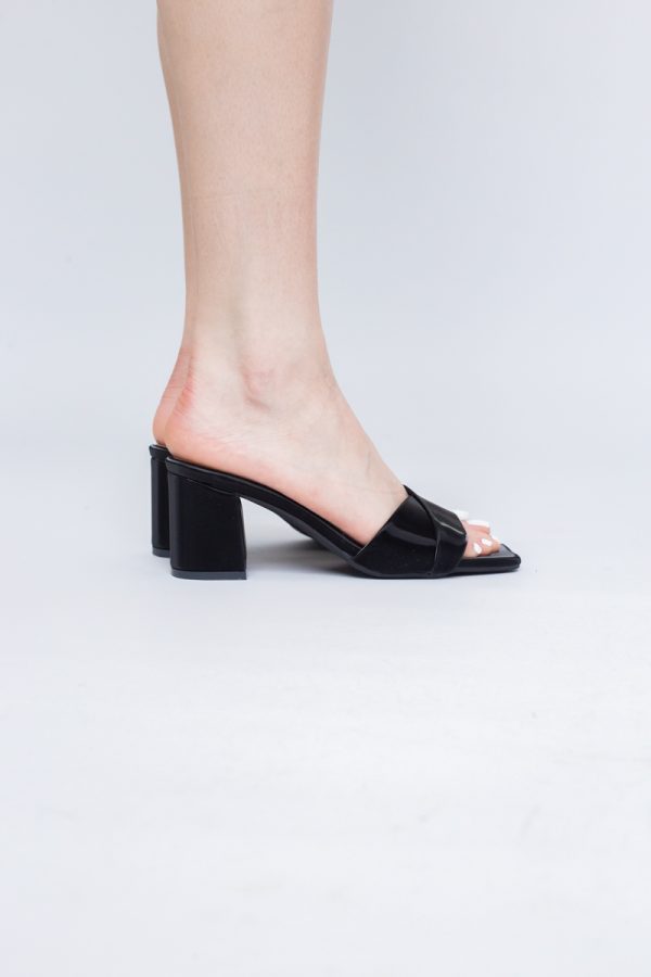 Saboți Damă Toc Gros Piele Ecologică Negru vid (BS2055TR2402803) 123