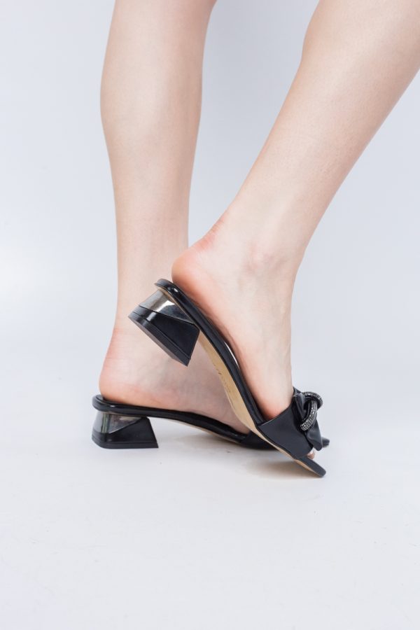 Saboți Damă cu Toc jos cu fundiță culoare Negru BS118TR2403951 119
