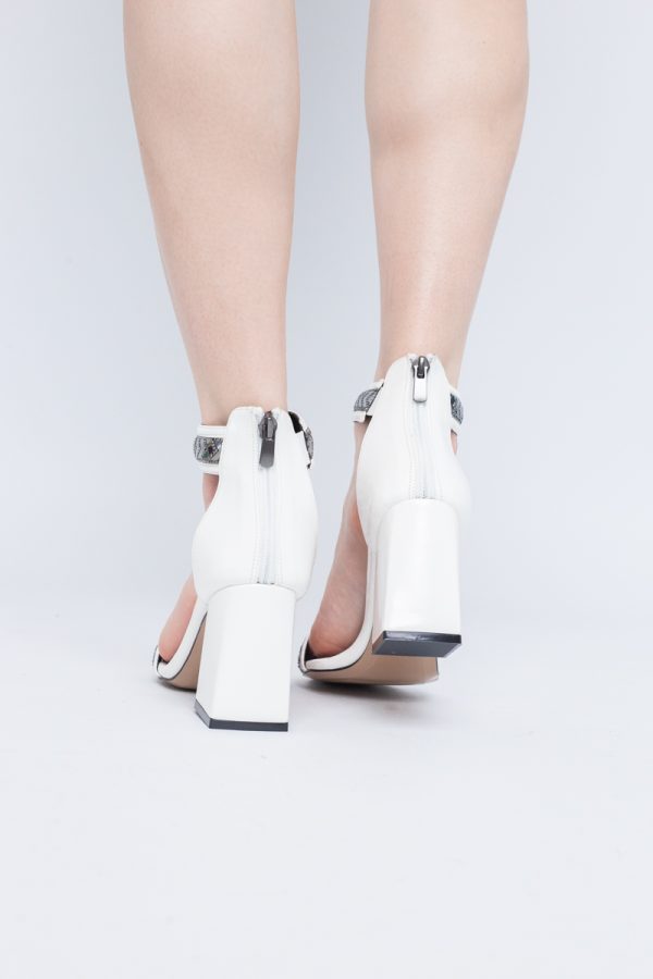 Sandale Damă cu Toc Înalt Vârf Rotund Piele Ecologică Alb (BS708SN2403918) 121