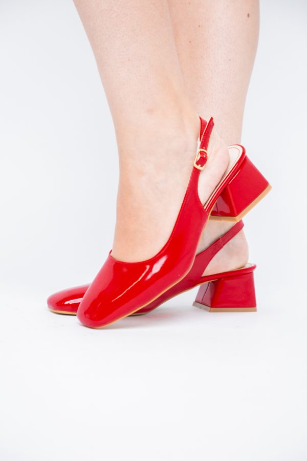 Pantofi Damă cu Toc Gros din Piele Ecologică culoare rosu (BS420AY2404135) 121