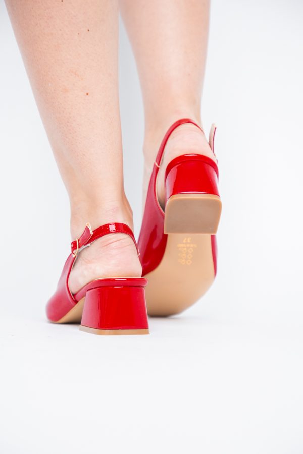 Pantofi Damă cu Toc Gros din Piele Ecologică culoare rosu (BS420AY2404135) 123