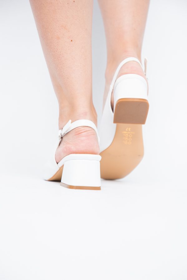 Pantofi Damă cu Toc Gros din Piele Ecologică culoare alb (BS420AY2404136) 123