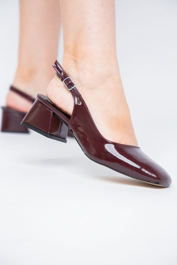 Pantofi Damă cu Toc Gros din Piele Ecologică culoare bordo (BS420AY2404137) 119
