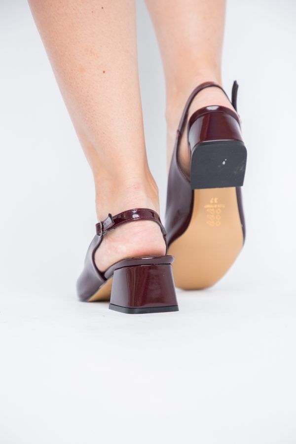 Pantofi Damă cu Toc Gros din Piele Ecologică culoare bordo (BS420AY2404137) 123
