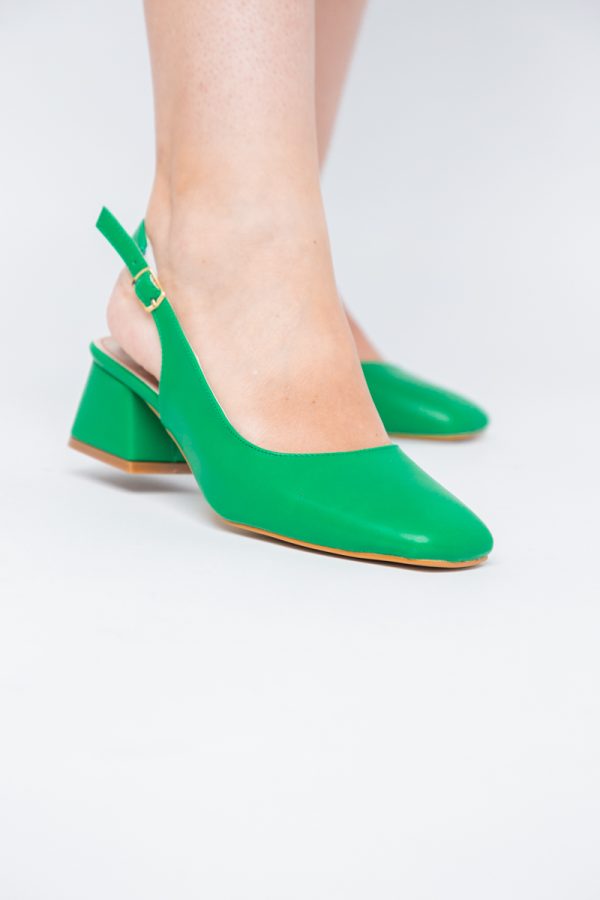 Pantofi Damă cu Toc Gros din Piele Ecologică culoare verde mat (BS420AY2404138) 119