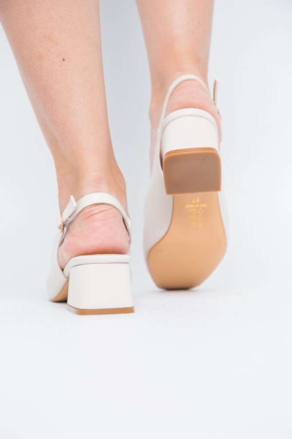 Pantofi Damă cu Toc Gros din Piele Ecologică culoare bej mat (BS420AY2404208) 123