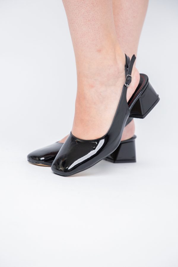 Pantofi Damă cu Toc Gros din Piele Ecologică culoare negru (BS420AY2404139) 121