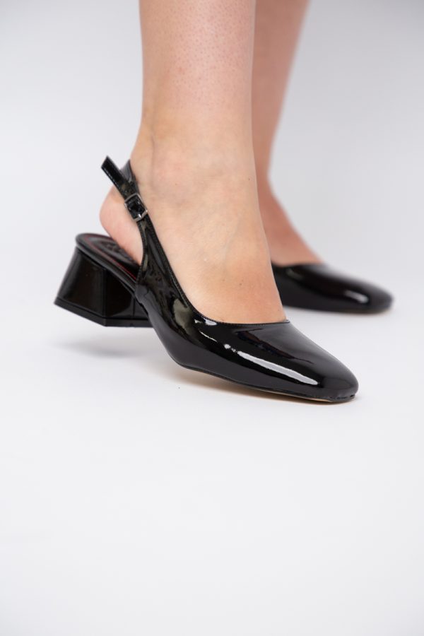 Pantofi Damă cu Toc Gros din Piele Ecologică culoare negru (BS420AY2404139) 119