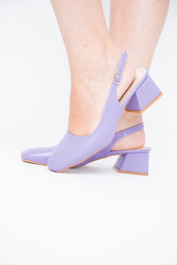 Pantofi Damă cu Toc Gros din Piele Ecologică culoare violet (BS420AY2404129) 121