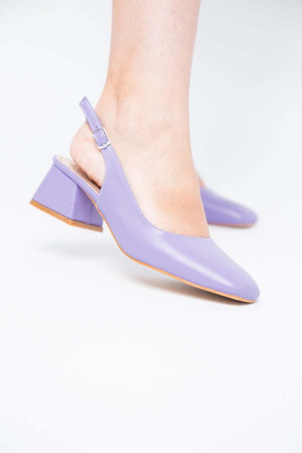 Pantofi Damă cu Toc Gros din Piele Ecologică culoare violet (BS420AY2404129) 119