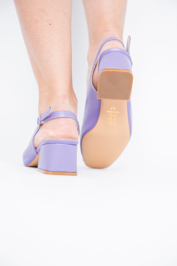 Pantofi Damă cu Toc Gros din Piele Ecologică culoare violet (BS420AY2404129) 123