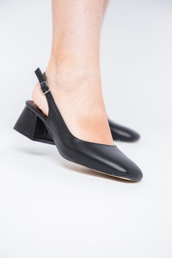Pantofi Damă cu Toc Gros din Piele Ecologică culoare negru (BS420AY2404128) 119