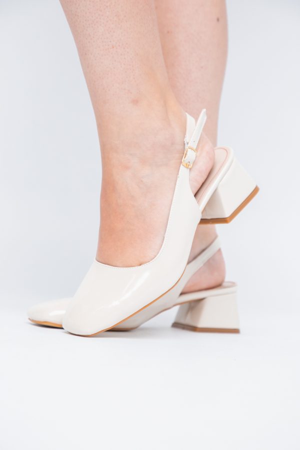 Pantofi Damă cu Toc Gros din Piele Ecologică culoare bej(BS420AY2404130) 121