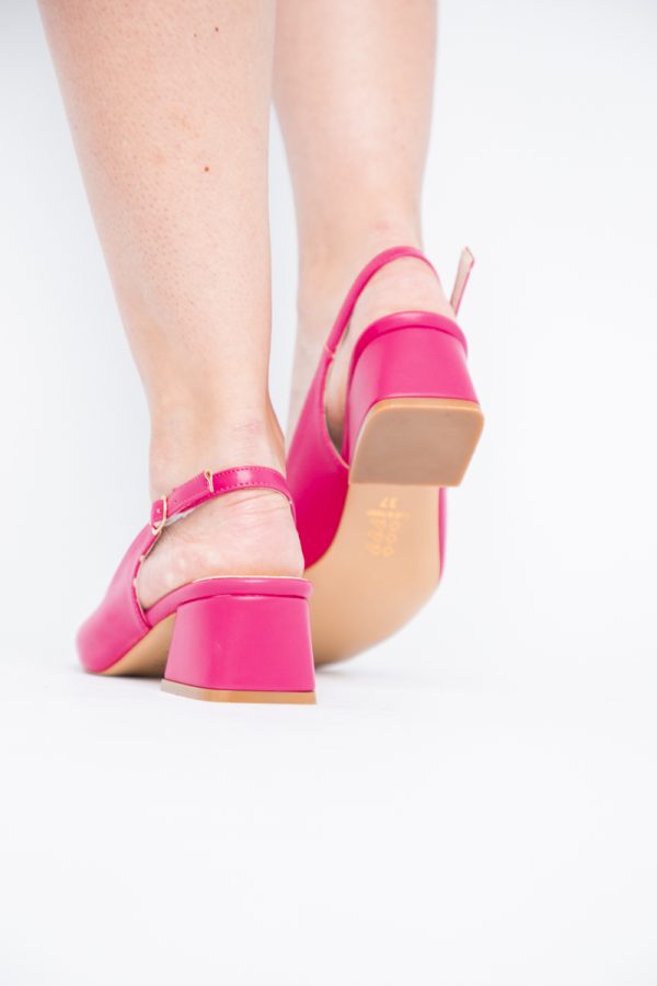 Pantofi Damă cu Toc Gros din Piele Ecologică culoare roz fuchsia(BS420AY2404131) 123