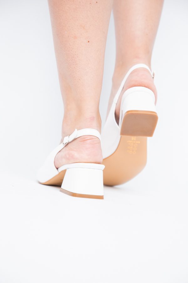 Pantofi Damă cu Toc Gros din Piele Ecologică culoare alb(BS420AY2404132) 123